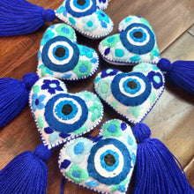Load image into Gallery viewer, Embroidered Evil Eye Heart Tassel