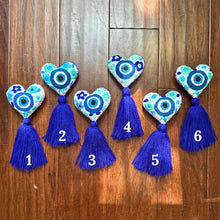Load image into Gallery viewer, Embroidered Evil Eye Heart Tassel