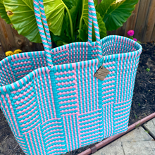 Load image into Gallery viewer, Large Tote - Barbie Pink + Teal