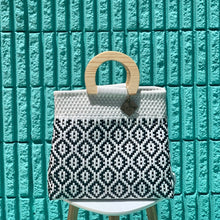 Load image into Gallery viewer, Wooden Handle Tote - B + W