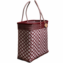 Load image into Gallery viewer, Large Tote - Maroon + White