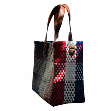 Load image into Gallery viewer, Leather Handles Tote - Red White Blue