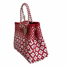 Load image into Gallery viewer, Mini Tote with Snaps - Red + White