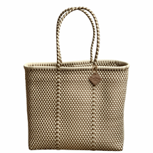 Load image into Gallery viewer, Large Tote - Ivory + Gold Checkers