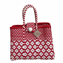 Load image into Gallery viewer, Mini Tote with Snaps - Red + White