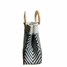 Load image into Gallery viewer, Wooden Handle Tote - B + W Isabel