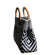 Load image into Gallery viewer, Wooden Handle Tote - B + W Frida