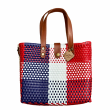 Load image into Gallery viewer, Leather Handles Tote - Red White Blue