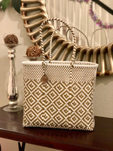 Load image into Gallery viewer, Large Tote - White and Gold Diamonds