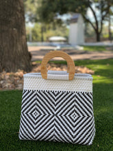 Load image into Gallery viewer, Wooden Handle Tote - B + W Isabel