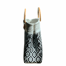 Load image into Gallery viewer, Wooden Handle Tote - B + W