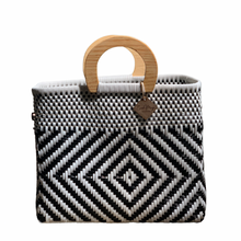 Load image into Gallery viewer, Wooden Handle Tote - B + W Frida