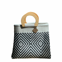 Load image into Gallery viewer, Wooden Handle Tote - B + W Isabel