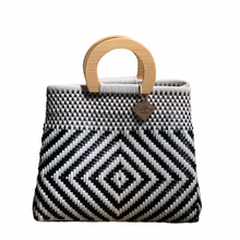 Load image into Gallery viewer, Wooden Handle Tote - B + W Frida