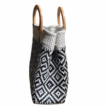 Load image into Gallery viewer, Wooden Handle Tote - B + W