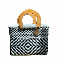 Load image into Gallery viewer, Wooden Handle Tote MINI - B + W