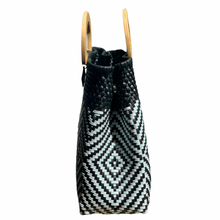 Load image into Gallery viewer, Wooden Handle Tote - B + W