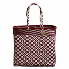 Load image into Gallery viewer, Large Tote - Maroon + White