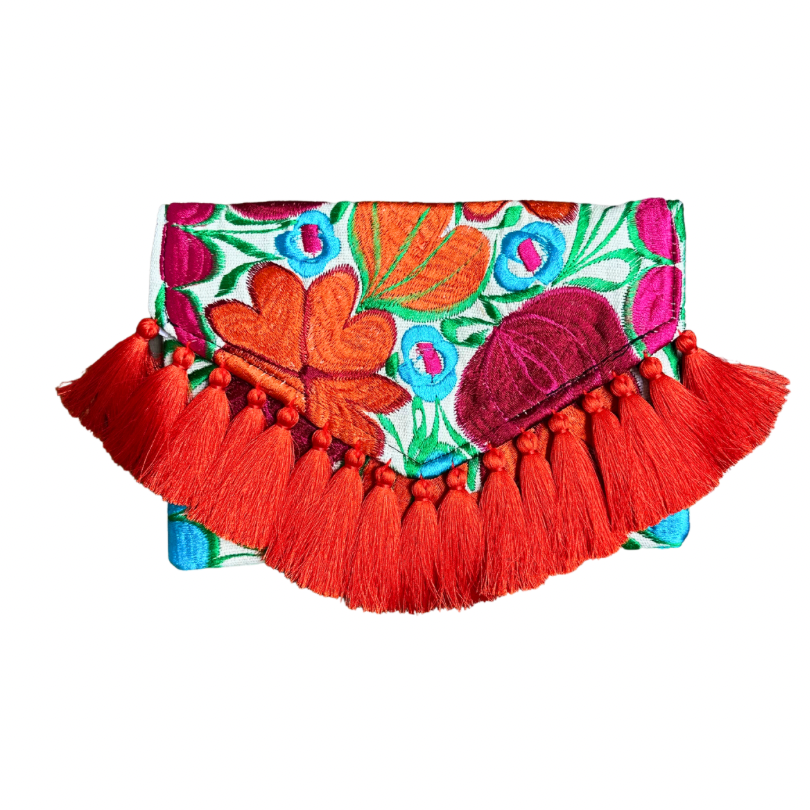 Embroidered Clutch - Luxe Tassels - Fiesta Mexicana