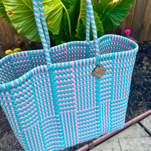 Load image into Gallery viewer, Large Tote - Barbie Pink + Teal
