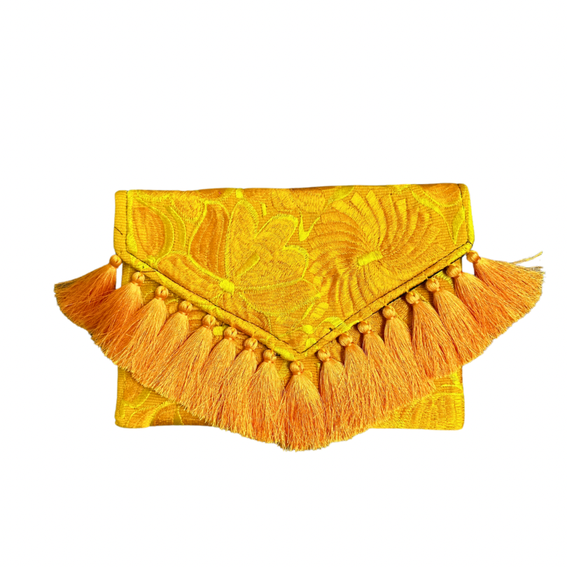 Embroidered Clutch - Luxe Tassels - Girasol