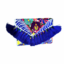 Load image into Gallery viewer, Embroidered Clutch - Luxe Tassels - Azul Rey
