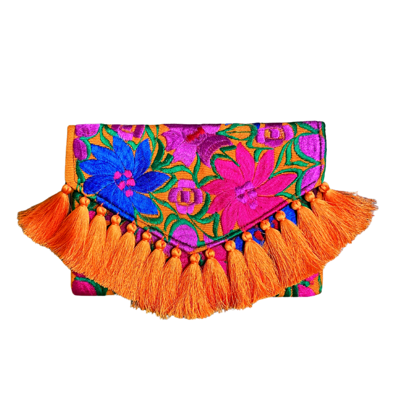 Embroidered Clutch - Luxe Tassels - Corazón de Melón