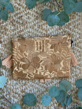 Load image into Gallery viewer, Embroidered Envelope Clutch with Tassels - Wheat
