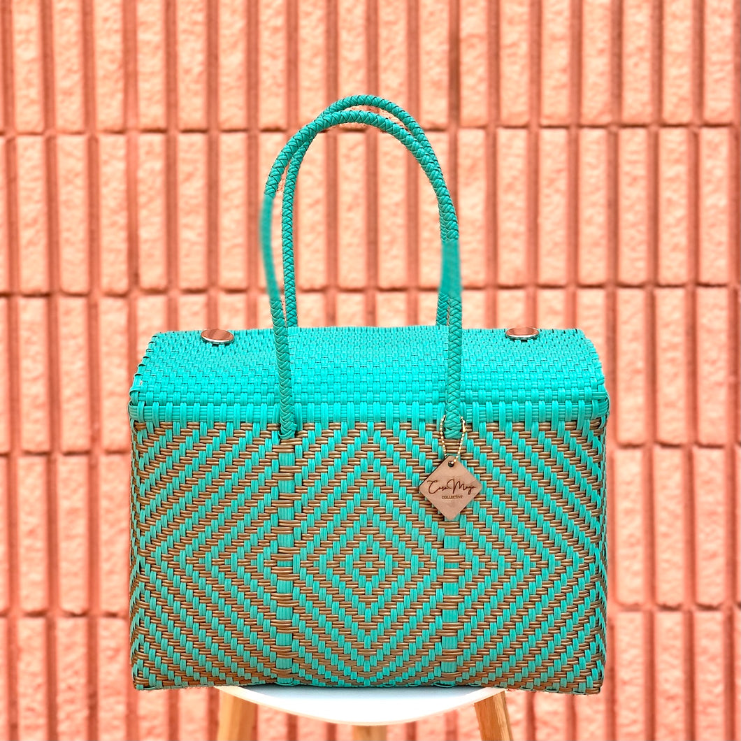 Large Duffel - Teal + Gold