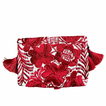 Load image into Gallery viewer, Embroidered Clutch - Luxe Tassels - White + Ruby
