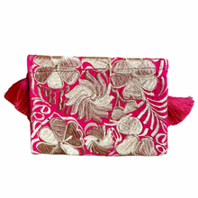 Load image into Gallery viewer, Embroidered Clutch - Luxe Tassels - Fuschia + Sand
