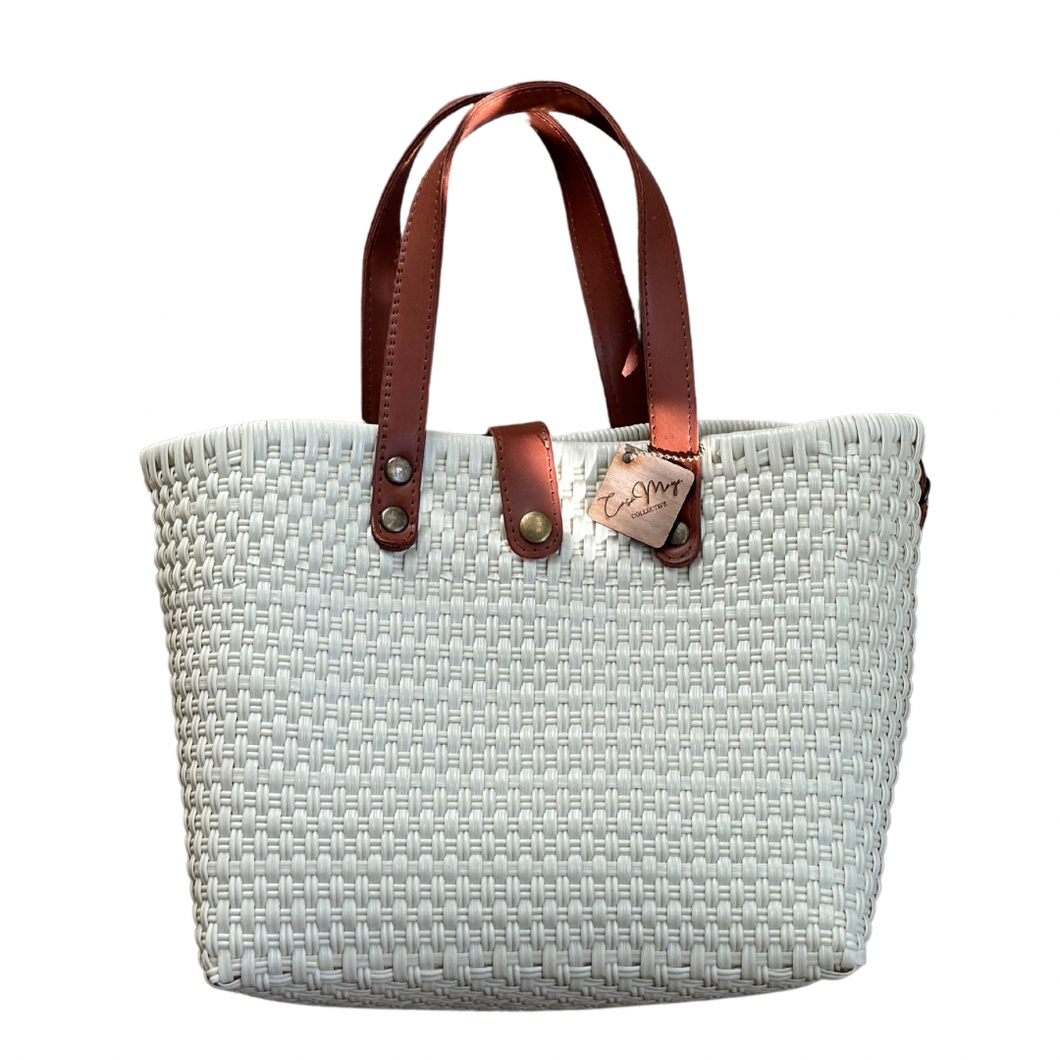 Leather Handles Tote - Ivory