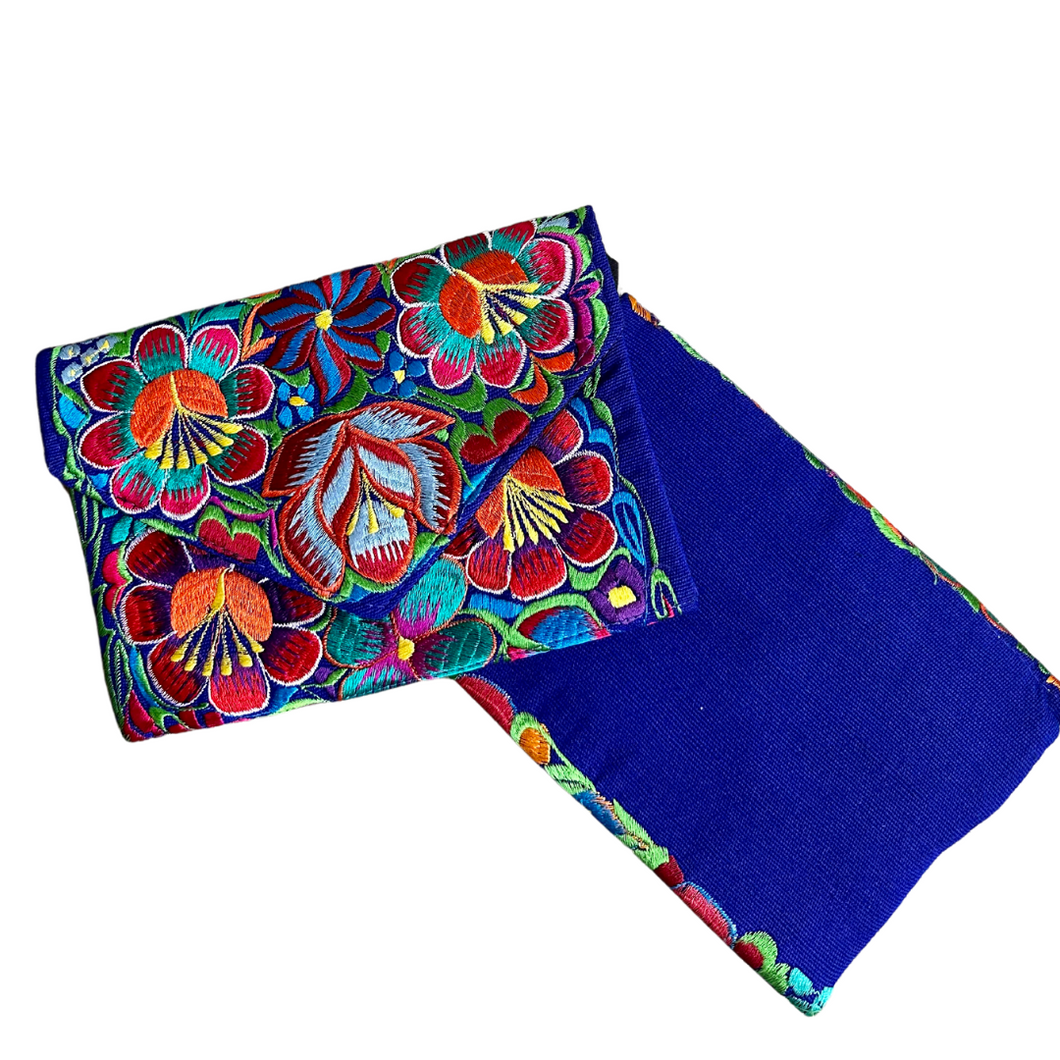 Embroidered Clutch - Multicolor Luxe Thread - BLUE