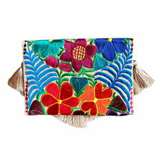 Load image into Gallery viewer, Embroidered Clutch - Luxe Tassels - Sand Multicolor
