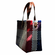 Load image into Gallery viewer, Leather Handles Tote - Red White Blue
