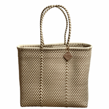 Load image into Gallery viewer, Large Tote - Ivory + Gold Checkers
