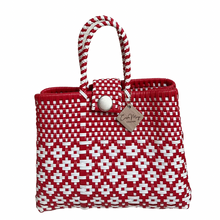 Load image into Gallery viewer, Mini Tote with Snaps - Red + White
