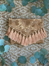 Load image into Gallery viewer, Embroidered Envelope Clutch with Tassels - Wheat
