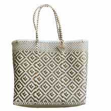 Load image into Gallery viewer, Large Tote - White and Gold Diamonds
