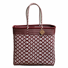 Load image into Gallery viewer, Large Tote - Maroon + White

