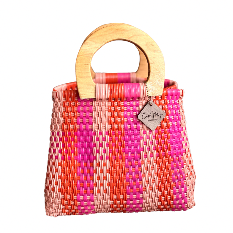 Round Wooden Handle Tote MINI - Paraiso