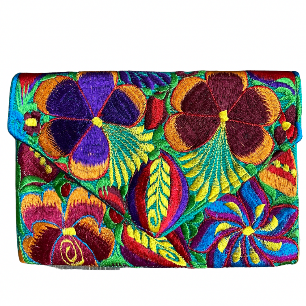 Embroidered Clutch - Multicolor Luxe Thread - EMERALD